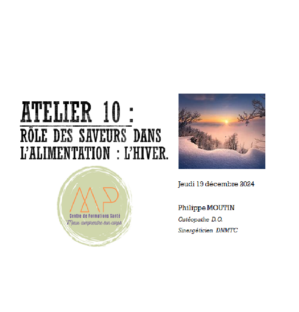 JMM 10 : Le Rôle des Saveurs dans l’alimentation